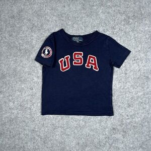 Polo Ralph Lauren T Shirt Baby Size 18M Blue 2012 USA Olympic Patch Graphic Pony